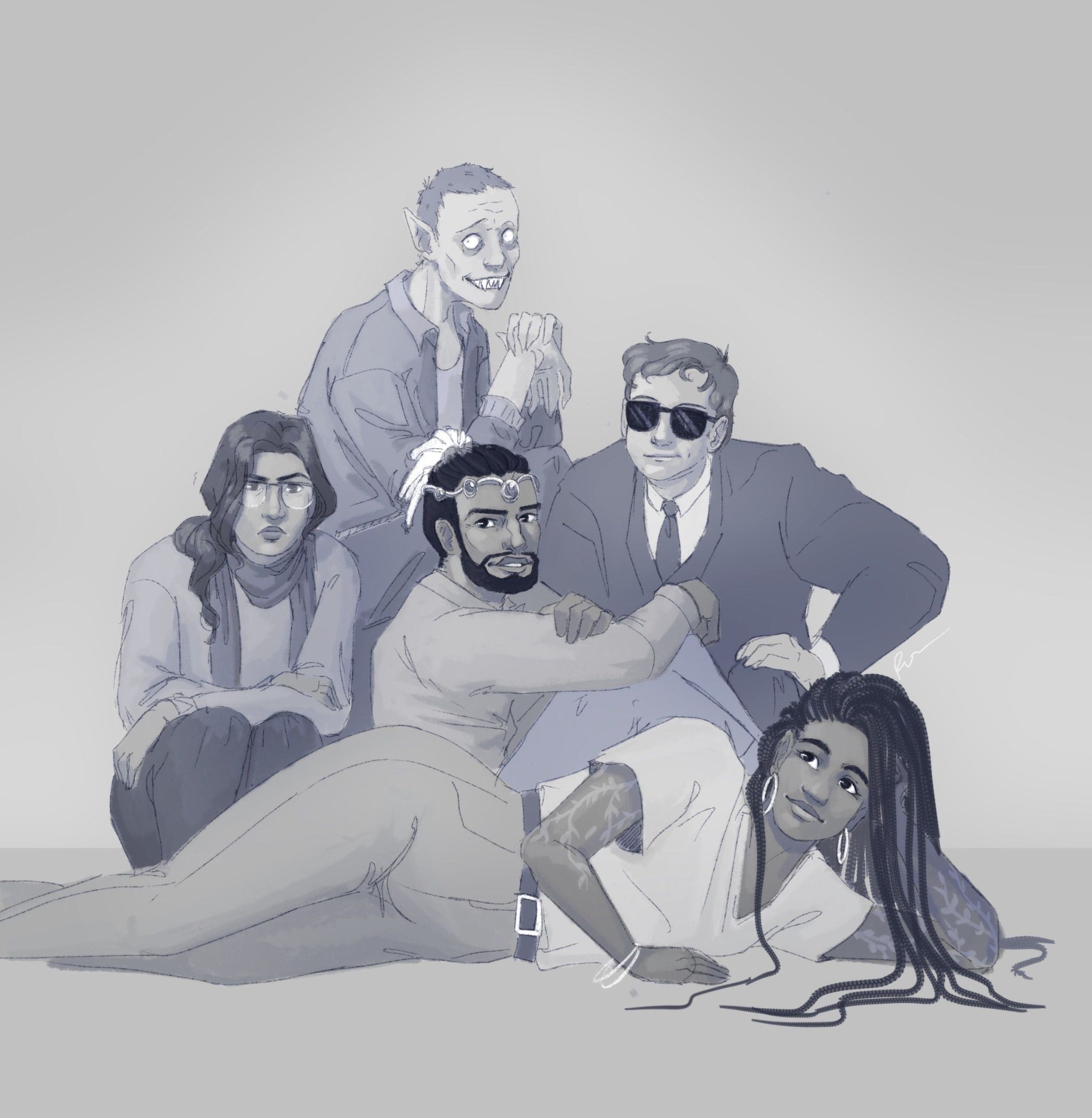 Harriet, Victor, Matt, Trixie and Agent 64 in Breakfast Club pose