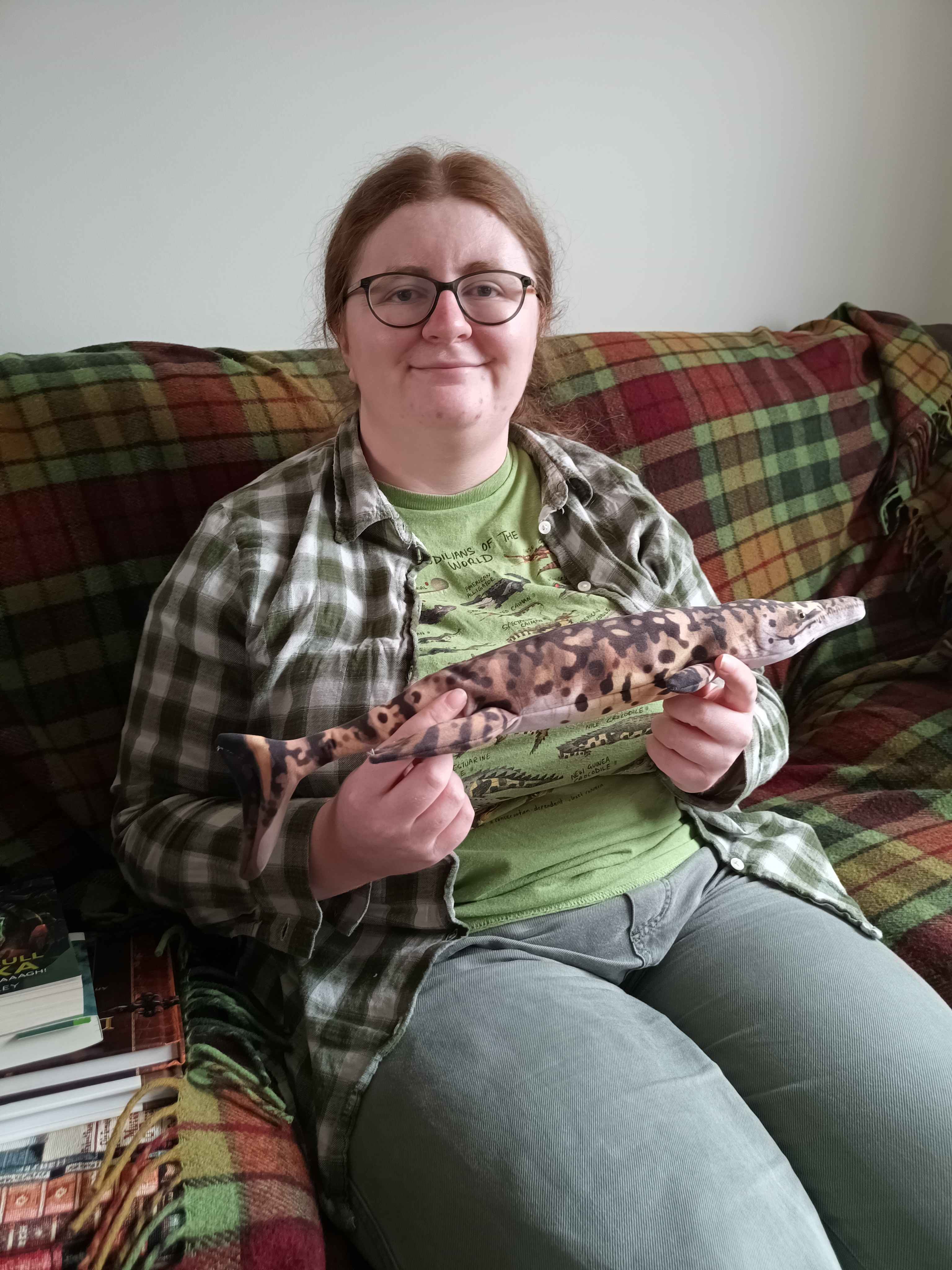 Photo of me holding a plush metriorhynchid